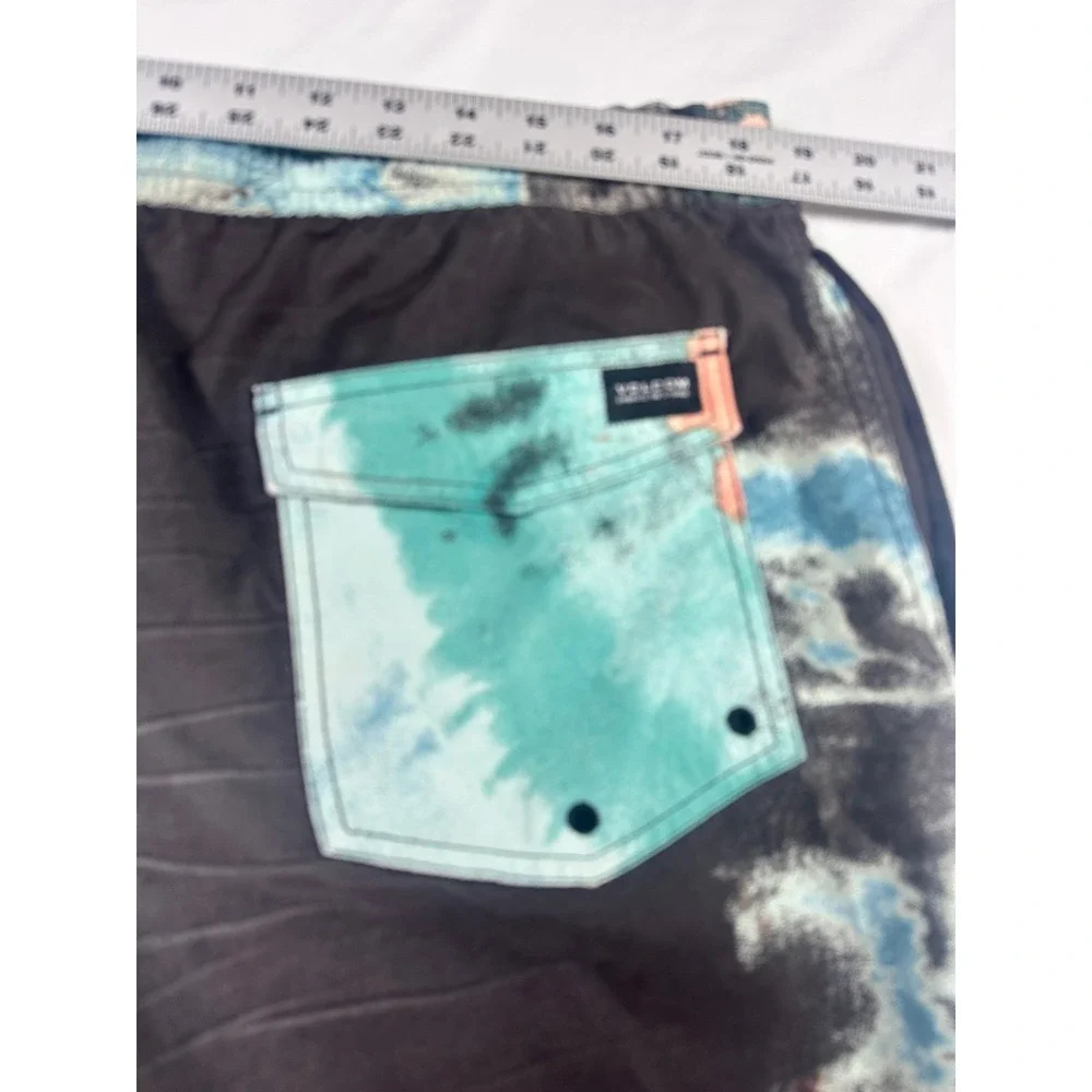 Volcom Mens‎ Tie Dye Board Shorts Teal Orange Black Swim Trunks Size XL
